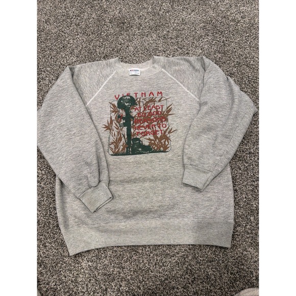 Hanes Other - Vintage 80s Hanes Vietnam Sweatshirt Mens Medium Made in USA Gray